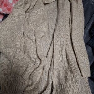 Faded Glory Tan Open Front Long Cardigan